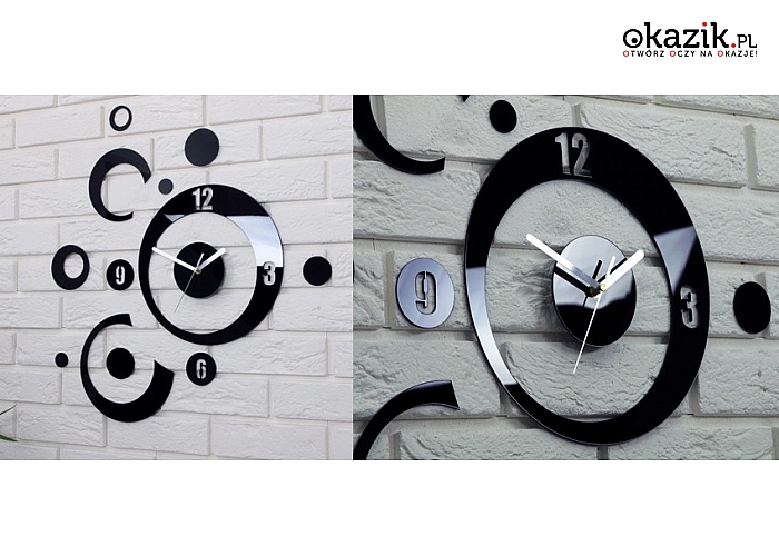 Wyjątkowe zegary ścienne analogowe w modernistycznym, minimalistycznym stylu, 3 modele do wyboru. (od 76 zł)