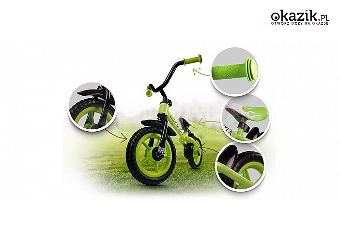Bezpieczne rowerki biegowe dla dzieci powyżej 2 roku życia, 3 różne modele. (149 zł)