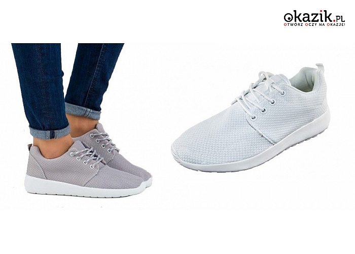 Modne damskie buty sportowe: Fluxy – pokryte miękką siateczką. Wybór rozmiarów i kolorów. (28.99 zł)