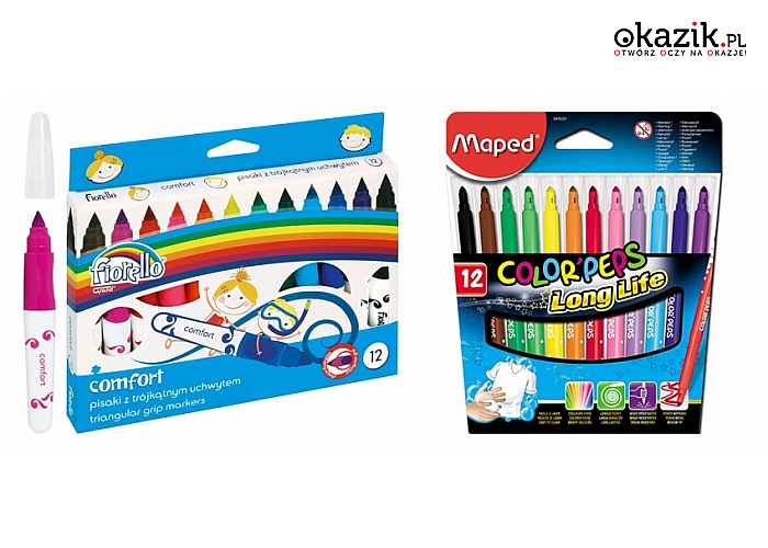 Komplety pisaków zaprojektowanych specjalnie dla dzieci: rysuj, koloruj, zaznaczaj i pisz żywymi kolorami! (od 20,99 zł)