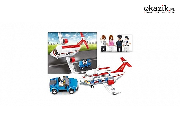 Klocki Sluban Aviation, samolot pasażerski i figurki pracowników lotniska. (82 zł)