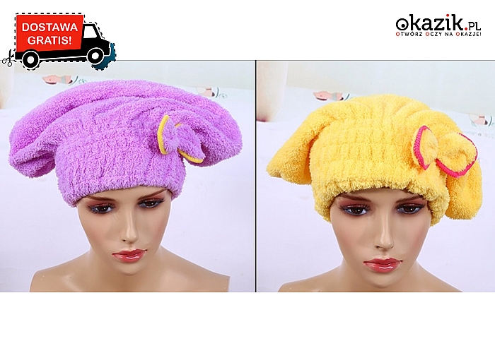 Zadbaj o swoje włosy! Ręcznik do suszenia w kształcie czapki, w 5 kolorach do wyboru!