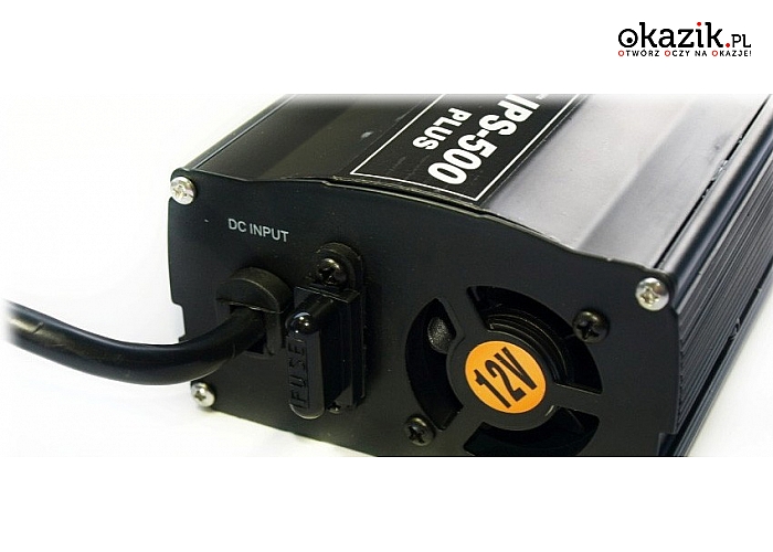 PRZETWORNICA NAPIĘCIA 12V 230 350/500 – cichy automatyczny wentylator urządzenia +  port USB!