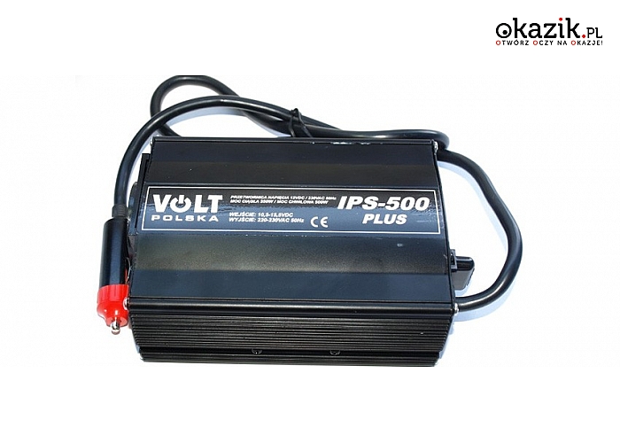 PRZETWORNICA NAPIĘCIA 12V 230 350/500 – cichy automatyczny wentylator urządzenia +  port USB!