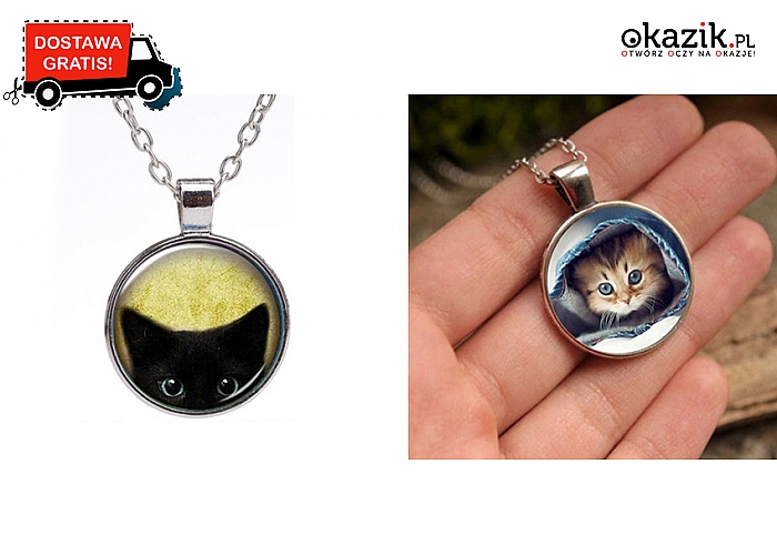 Urocze i tajemnicze naszyjniki z kotami: na łańcuszkach w kolorze srebra. Wysyłka GRATIS! (9,90 zł)