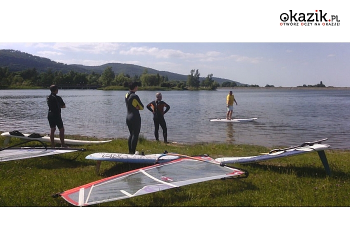 3-godzinne SZKOLENIE WINDSURFINGOWE w Szkole Windsurfingu nad Jeziorem Bielawskim k. Wrocławia.