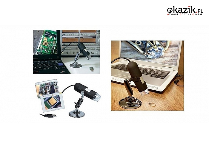 Mikroskopy cyfrowe USB z diodami LED, z oprogramowaniem oraz różnymi skalami powiększania. (od 125 zł)