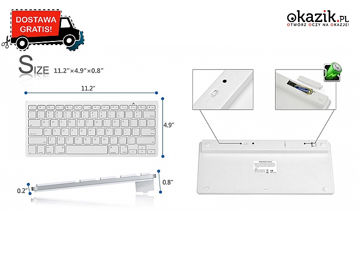 Poręczna klawiatura bezprzewodowa bluetooth: do telefonów, smartfonów, komputerów! Wysyłka GRATIS! (70 zł)