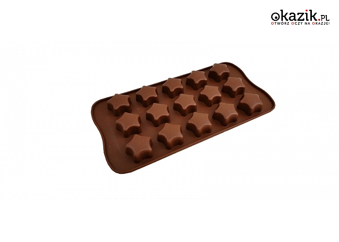 Uniwersalna forma silikonowa do robienia czekoladek: w formie kwiatów lub gwiazdek ( 6,99 zł )