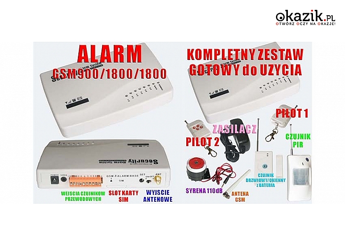 Kompletny i łatwy w obsłudze system alarmowy, wieloelementowy – powiadomi Cię o każdym wydarzeniu! (195 zł)