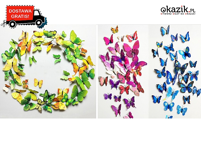Zjawiskowa naklejka ścienna- przepiękne motyle w 15 wariantach kolorystycznych do wyboru (9,99 zł)