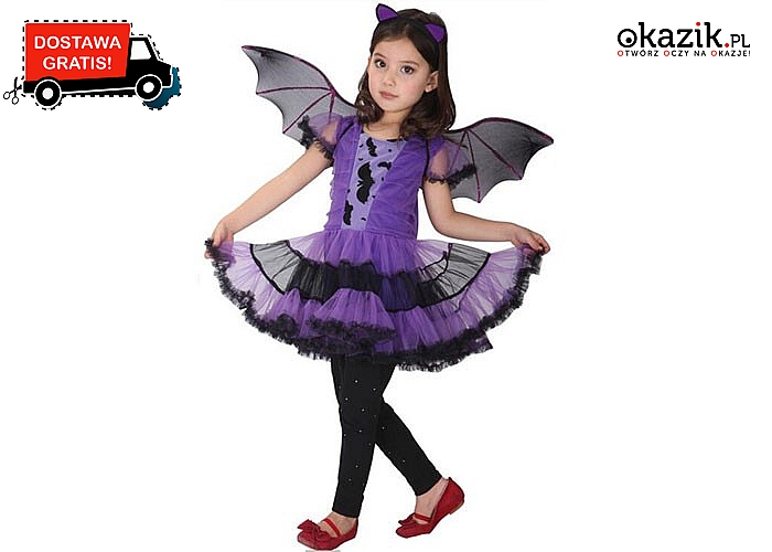 Dziewczęca sukienka ze skrzydłami na Halloween. Wysyłka GRATIS!