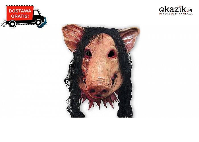 Realistyczna i przerażająca świńska maska! Doskonała na Halloween! Wysyłka GRATIS! (50zł)
