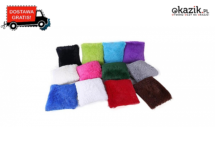 Mięciutka, futrzasta poszewka na poduszki w 12 pięknych kolorach do wyboru