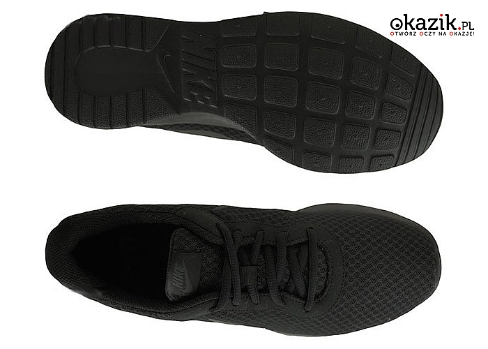 Męskie buty sportowe NIKE, model TANJUN, z miękkiego czarnego materiału (219 zł)