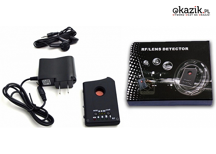 Uniwersalny detektor podsłuchów, kamer, lokalizatorów GPS, pluskiew i innych urządzeń szpiegowskich. (134 zł)