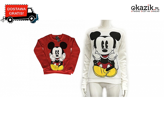 Damska bluza z nadrukami najpopularniejszego bohatera animowanego: myszki Mickey. Wysyłka GRATIS! (50 zł)