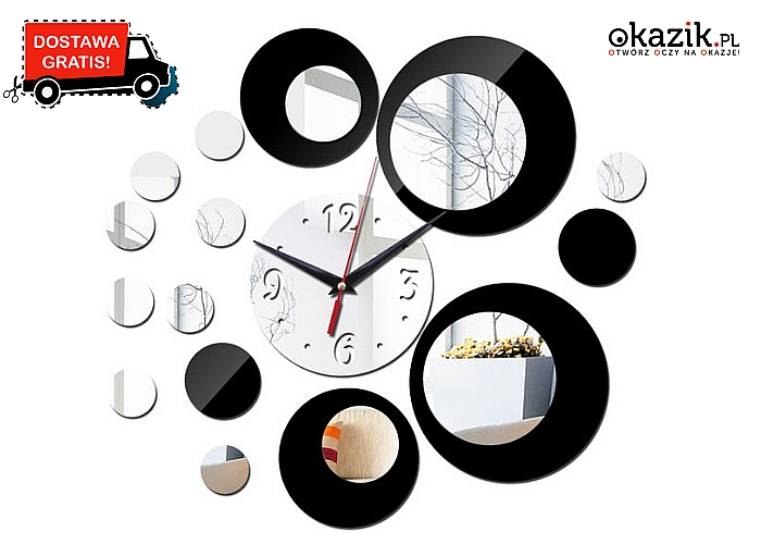 Niezwykle oryginalne lustrzane zegary ścienne! Nowoczesny design oparty na niezawodnym mechanizmie kwarcowym!(99 zł)