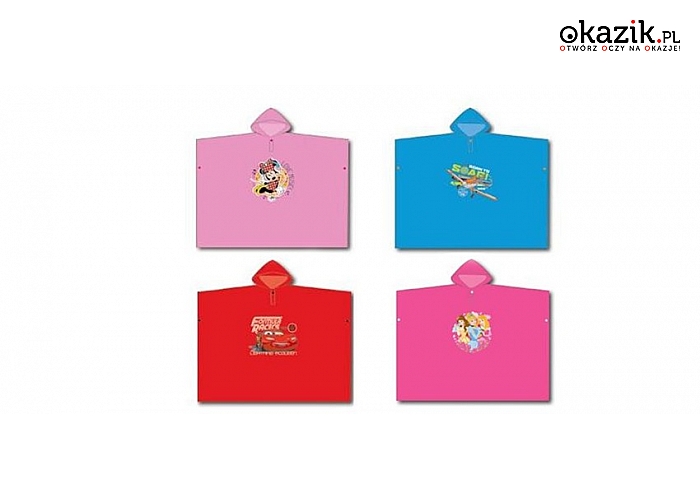 Dziecięce pelerynki – poncho, przeciwdeszczowe: kolorowe, z lubianymi przez dzieci bohaterami z bajek