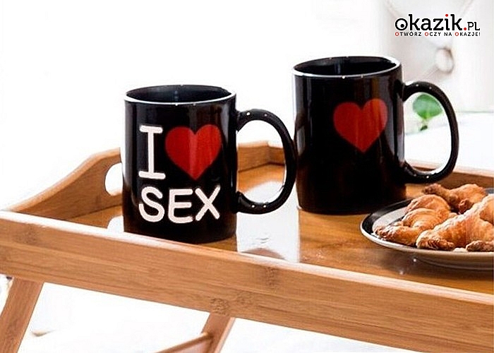 Termoaktywny kubek z ukrytym napisem „I Love Sex”