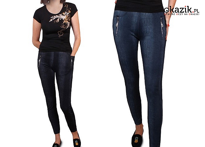 SPODNIE DAMSKIE typu rurki imitujące jeansy. Rozmiary od XL do 4XL i 2 kolory do wyboru!