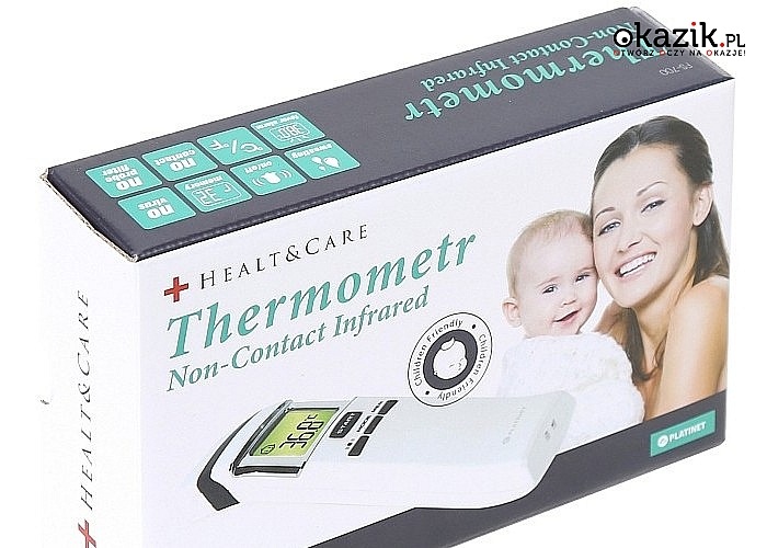 Termometr bezdotykowy na podczerwień dla dzieci Health&Care! Łatwy w użyciu! Posiada certyfikat CE! Polski producent!