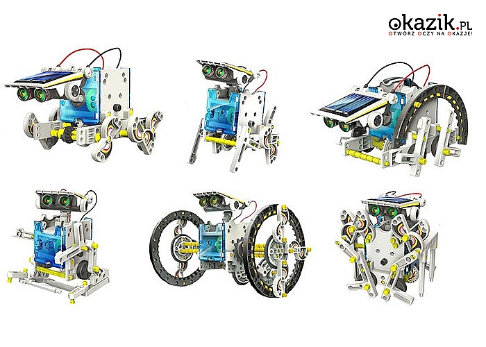 Ruchomy robot solarny 14w1! Umożliwia stworzenie aż 14 różnych modeli robotów! Zabawka nie tylko dla najmłodszych!