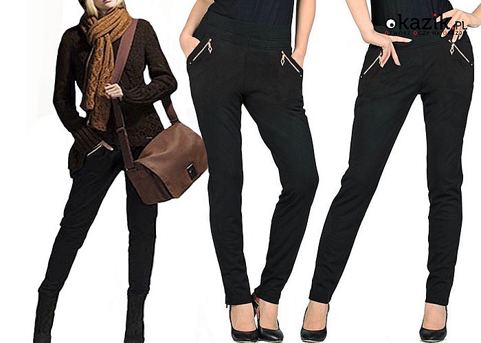 Ocieplane stylowe spodnie rurki damskie dedykowane dla Pań o pełniejszych, kobiecych kształtach