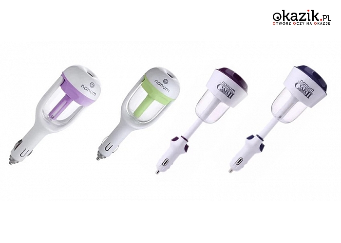 Dyfuzor – odświeżacz powietrza do samochodu, podłączany do gniazda zapalniczki + olejek zapachowy GRATIS!