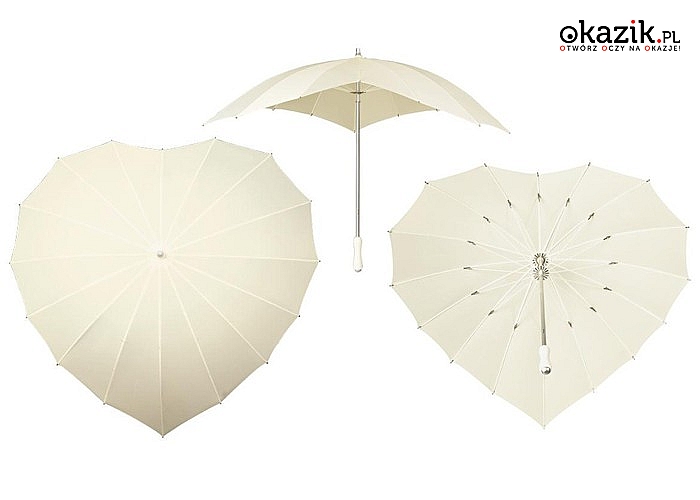 Przepiękny parasol w kształcie serca! Doskonały do ślubu! Mocny i komfortowy w użytkowaniu!