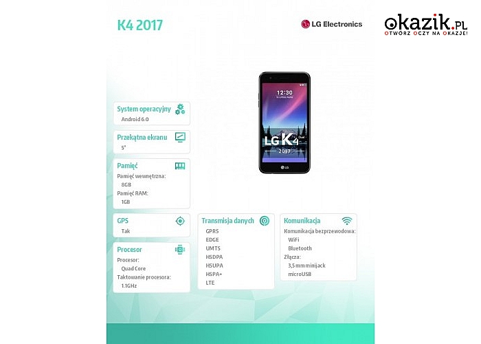 LG Electronics: K4 2017 Dual Sim M160E Czarny