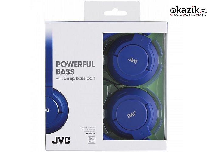 JVC: HA-S180 Niebieskie Lekkie słuchawki nauszne