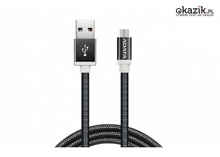 Adata: Kabel USB-microUSB 1m Black alu-knit