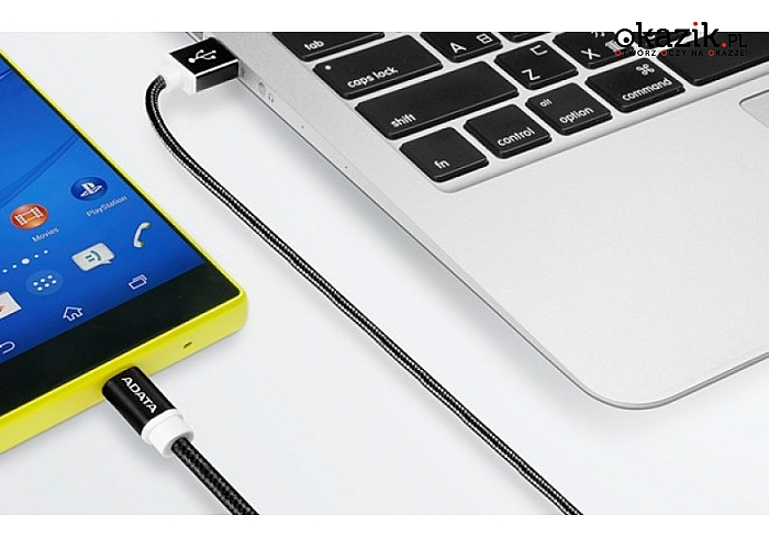 Adata: Kabel USB-microUSB 1m Black alu-knit