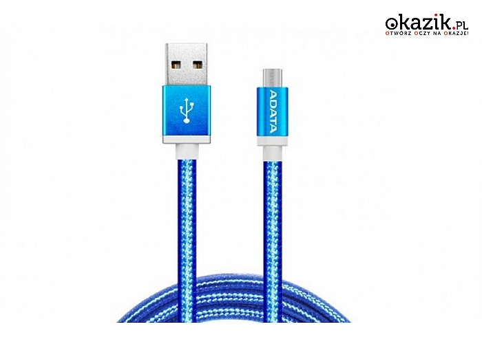 Adata: Kabel USB-microUSB 1m Blue alu-knit