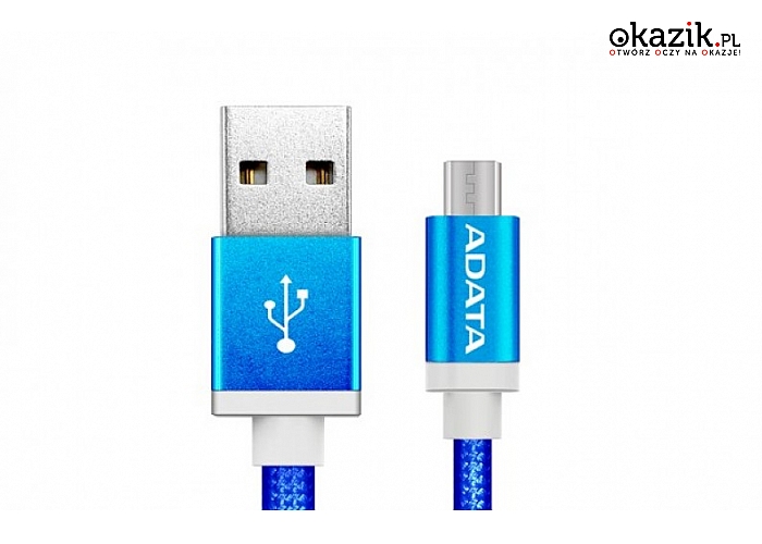 Adata: Kabel USB-microUSB 1m Blue alu-knit