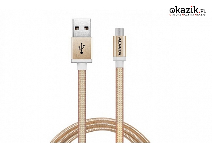Adata: Kabel USB-microUSB 1m Gold alu-knit