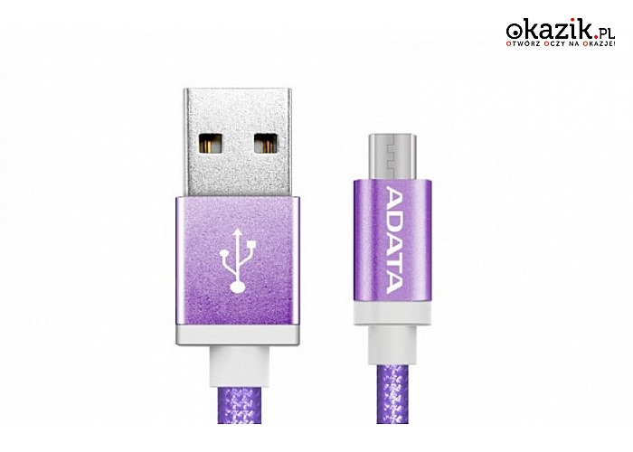 Adata: Kabel USB-microUSB 1m Purple alu-knit