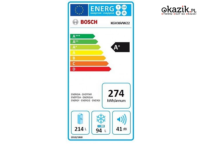 Bosch: KGV36VW22 Chłodziarko-zamrażarka