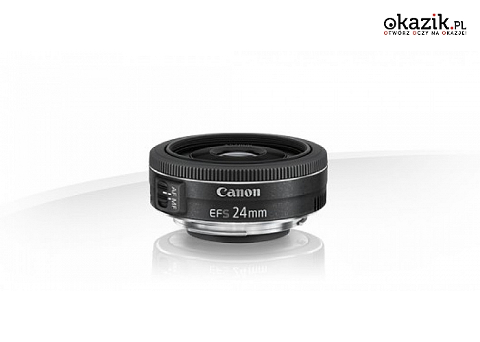 Zoom obiektyw EF-S 24mm f/2.8 STM Canon. Zwarta konstrukcja, naturalna perspektywa+płynna regulacja ostrości
