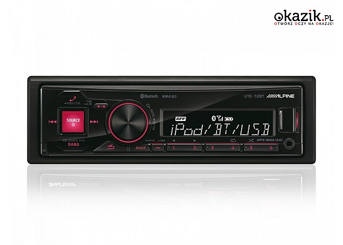 Radio samochodowe UTE-72BT od Alpine. Bluetooth, przygotowane do współpracy z iPod/iPhone, dostrajanie dźwięku i USB