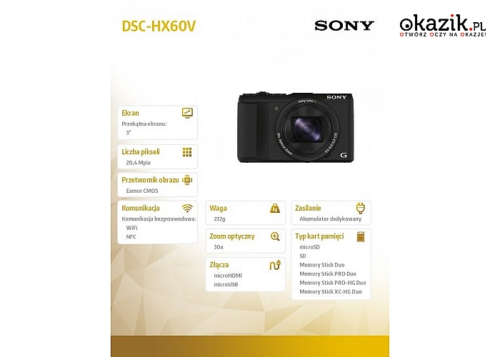 Aparat cyfrowy Sony: DSC-HX60V black