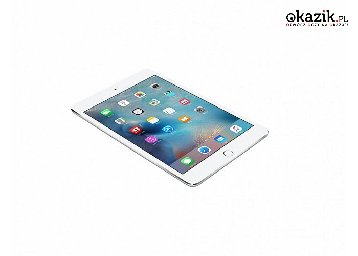 iPad mini 4  WiFi Cellular 128GB - Silver. Wyświetlacz Retina, kamera iSight, kamera FaceTime HD i nagrywanie w HD 1080p