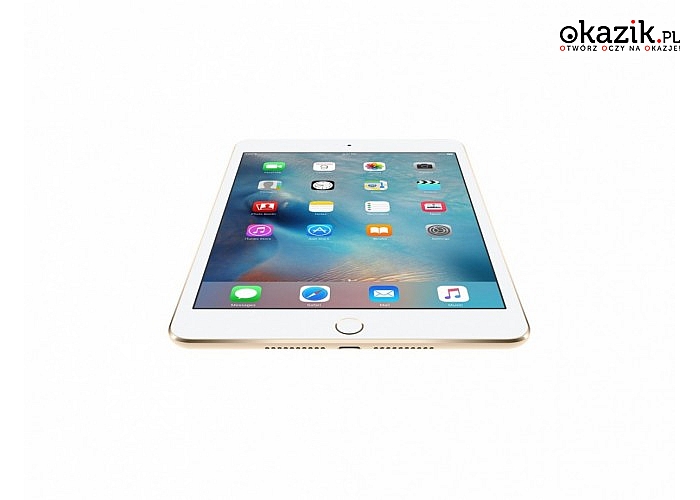 iPad mini 4  WiFi Cellular 128GB - Gold. Wyświetlacz Retina, system operacyjny iOS 9 i procesor Dual Core