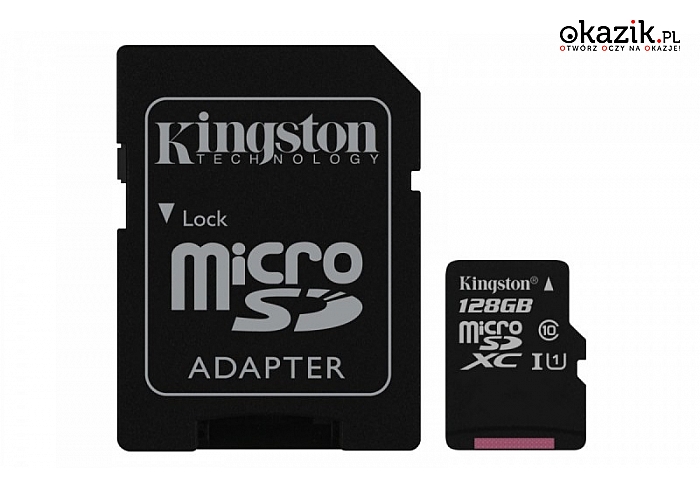 Kingston: microSD 128GB Class 10 Gen2 1-adapter