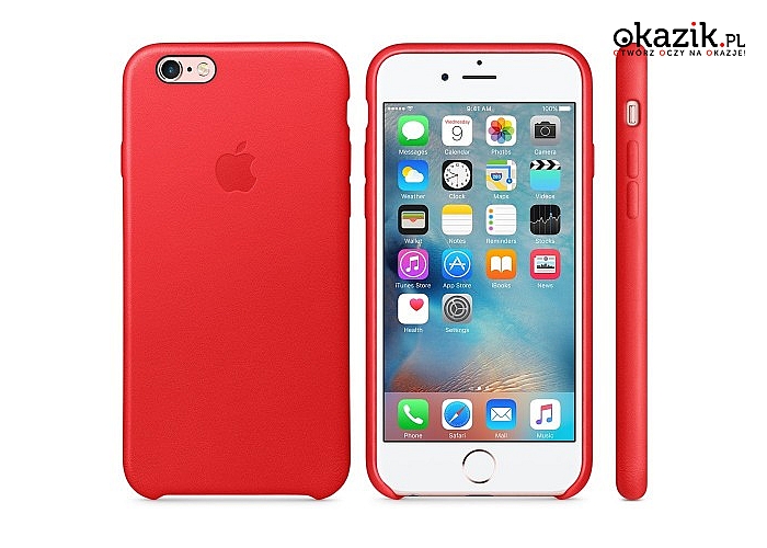 iPhone 6s Leather Case RED MKXX2ZM/A. Garbowana, barwiona specjalną metodą europejska skóra!
