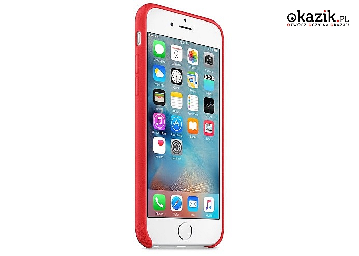 iPhone 6s Leather Case RED MKXX2ZM/A. Garbowana, barwiona specjalną metodą europejska skóra!