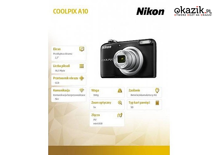 Aparat cyfrowy marki Nikon A10 czarny