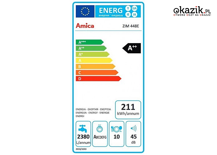 Amica: Zmywarka- klasa efektywności energetycznej A++