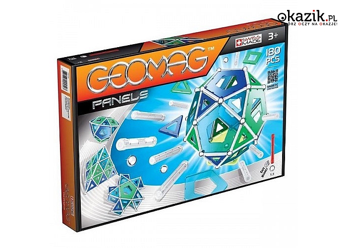 Geomag: Panel 180 elementów Klocki Geomag z serii Panel pozwalają na odkrywanie tajemnic geometrii.